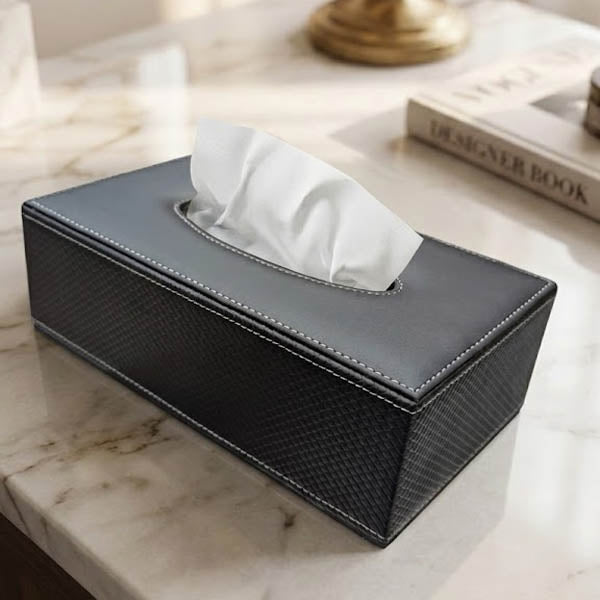 Executive PU Leather Tissue Organizer – Professional Rectangular Holder for Corporate & Home Decor