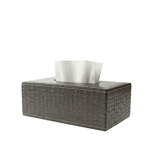 Modern Textured PU Leather Tissue Holder – Luxury Decorative Organizer for Living Room & Vanity