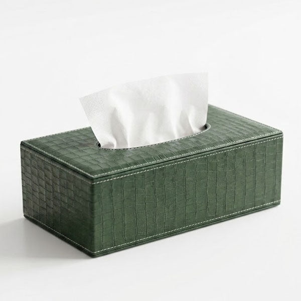 Modern Textured PU Leather Tissue Holder – Luxury Decorative Organizer for Living Room & Vanity