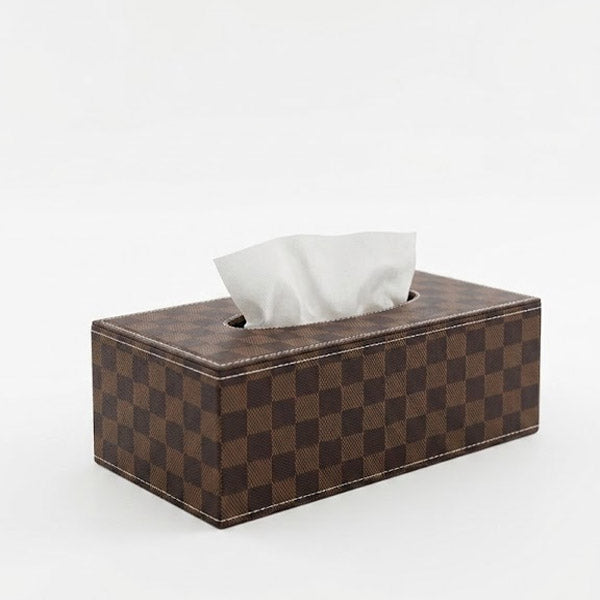 Premium PU Leather Rectangular Tissue Box Cover – Elegant Home & Office Organizer