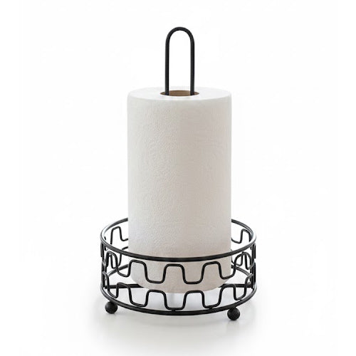 Modern Matte Black Metal Paper Towel Holder | Freestanding Decorative Kitchen Countertop Dispenser