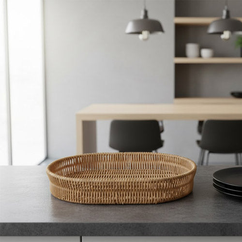 Luxury 3-Piece Oval Nesting Serving Tray Set | White & Gold Decorative Coffee Table Trays