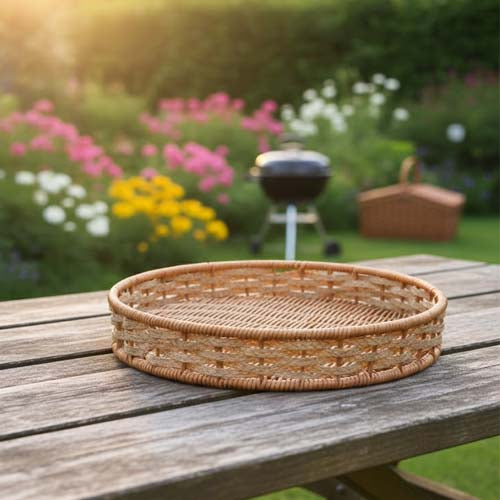 Modern 3-Piece Round Nesting Serving Tray Set | Circular Decorative Ottoman & Coffee Table Trays