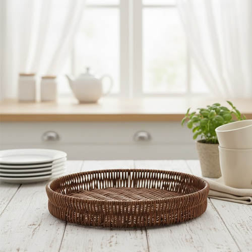 Modern Dark Round 3-Piece Nesting Serving Tray Set | Black & Silver Decorative Coffee Table Trays