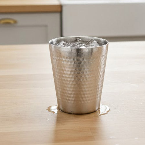 Hammered Double Wall Insulated Stainless Steel Tumbler | Premium Metal Drinking Glass for Cocktails & Water