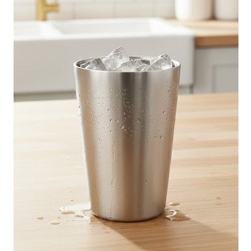 Insulated Stainless Steel Water Tumbler | Durable Metal Drinking Glass for Cold Beverages (Sleek Silver Finish)