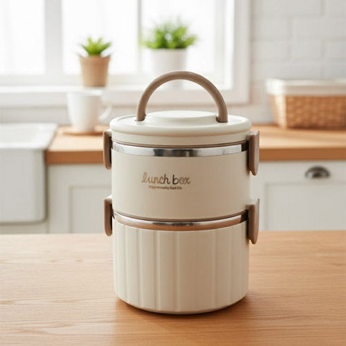 Insulated Stackable Lunch Box | Stainless Steel Thermal Bento Box with Handle