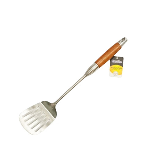 Premium Slotted Stainless Steel Turner Spatula | Frying Palta with Ergonomic Wood Handle (Fish and Egg Flipper)